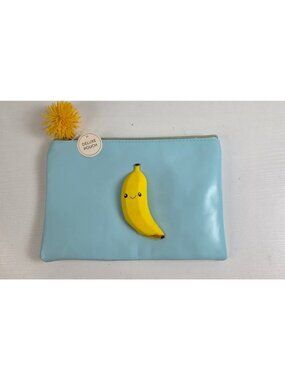 Studio DIY “Can’t Clutch This” Blue Banana Zipper Pouch with Pom Pom